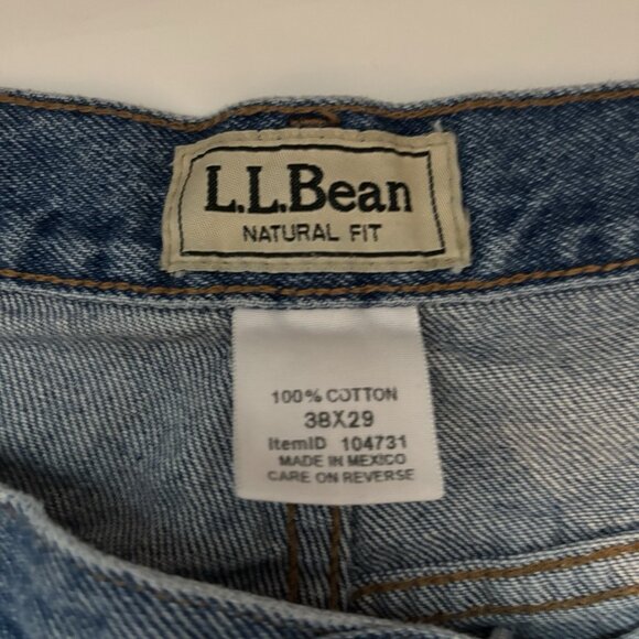 LL Bean Jeans Mens 38x28 Crisp Clean Blue Denim Natural Fit Straight Leg - Picture 6 of 11